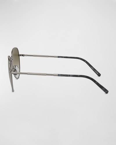 Brunello Cucinelli Oversized Titanium & Plastic Aviator Sunglasses outlook