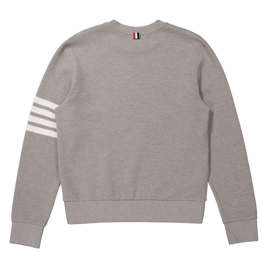 Thom Browne Men's Light Grey 4-Bar Stripe Sleeve Sweatshirt - 6