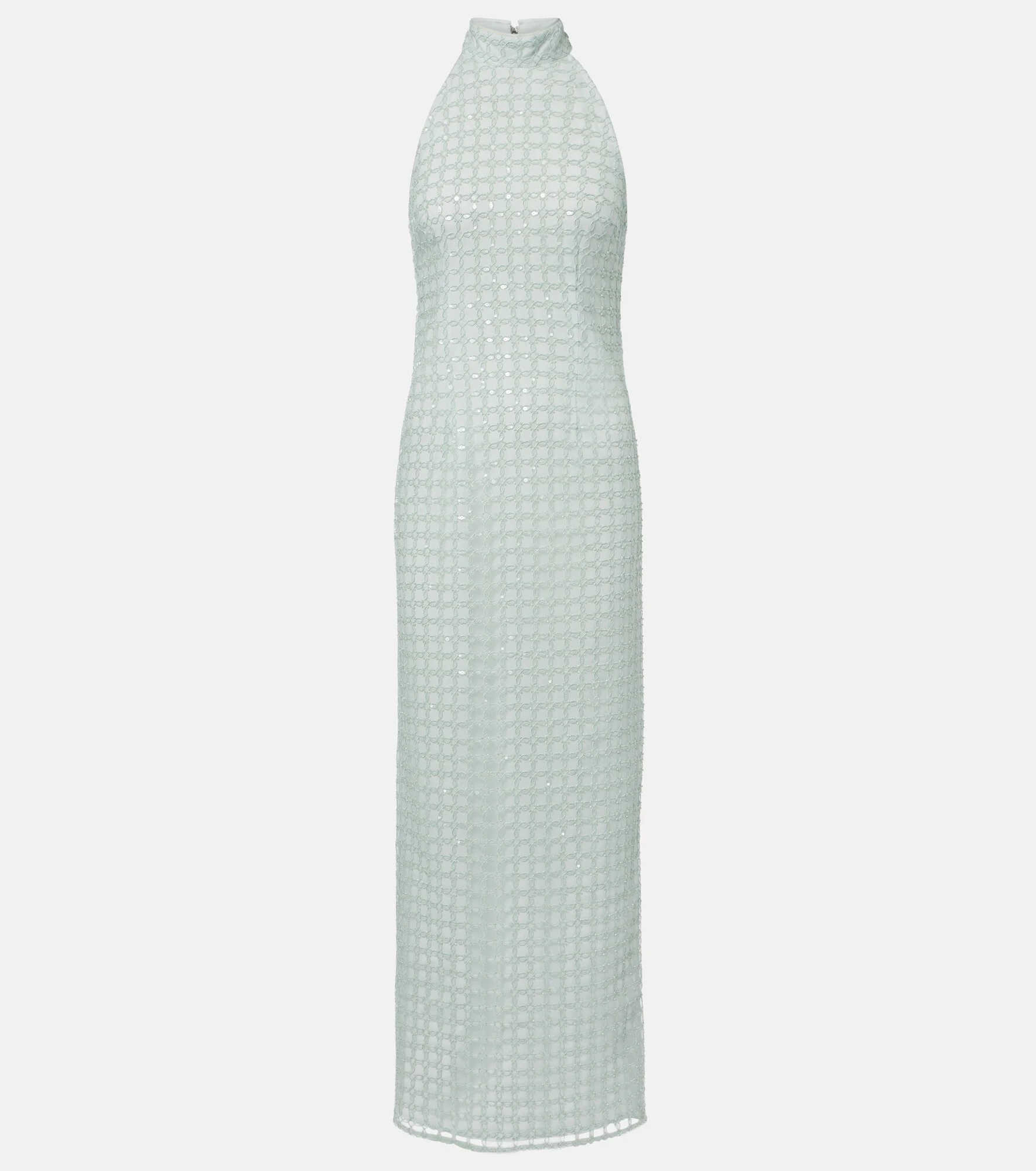 sequined mesh halterneck gown - 1