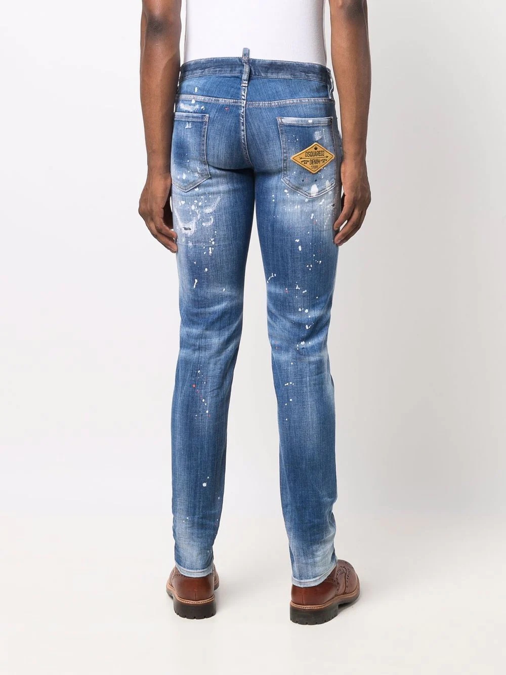 faded paint-splattered jeans - 4