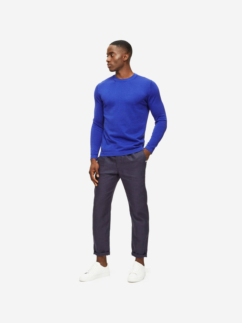 Derek Rose Men's Sweater Jacob Sea Island Cotton Blue outlook