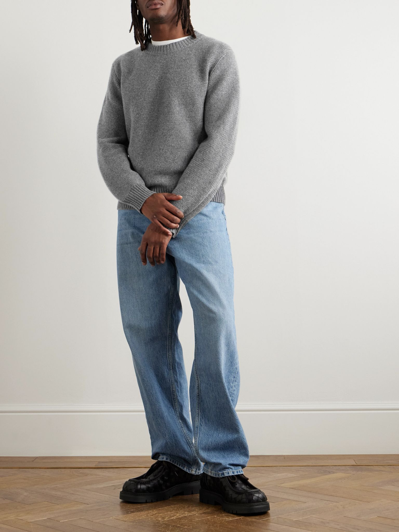 Intrecciato Cashmere-Blend Sweater Dark gray - 2