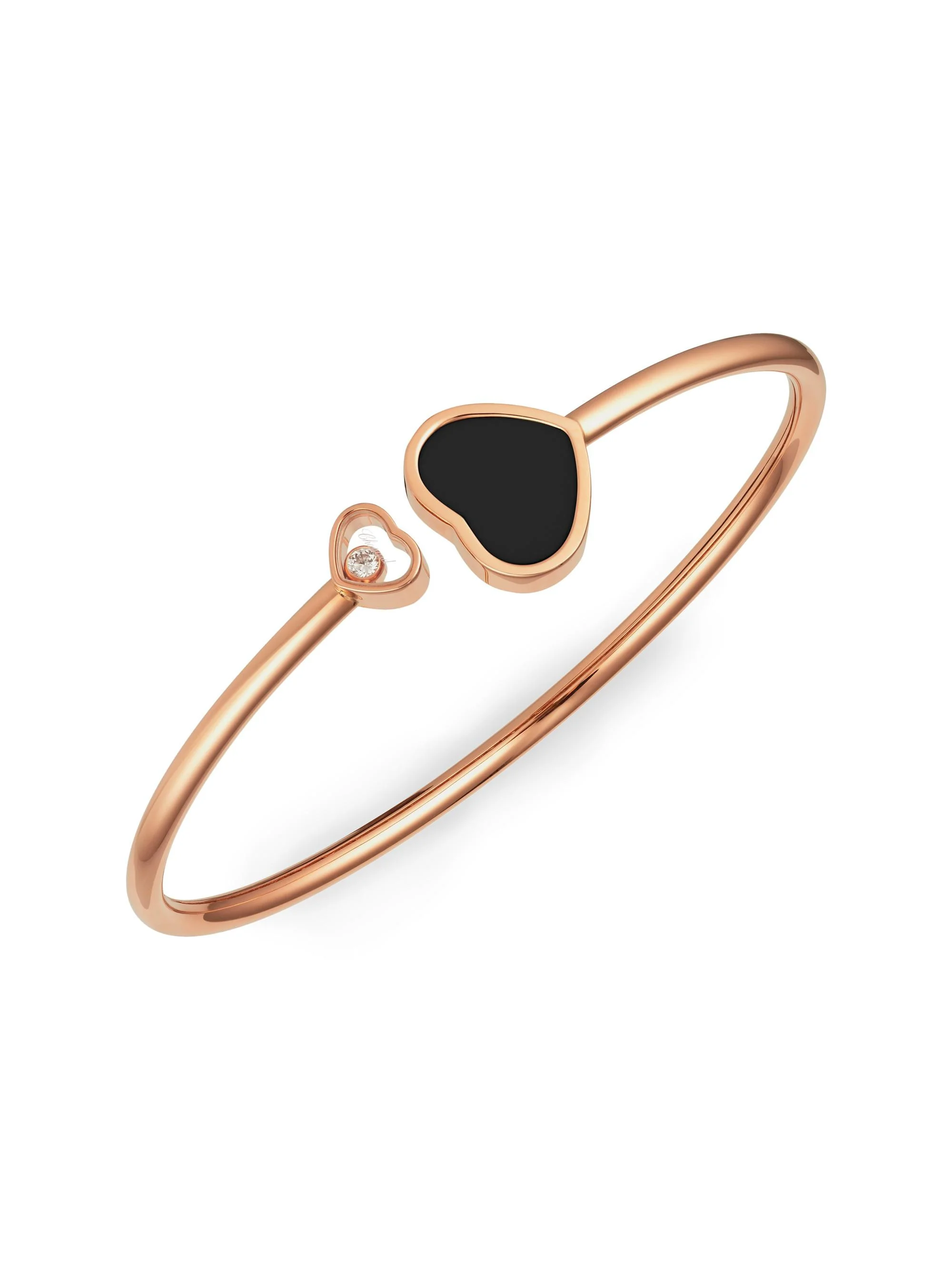 Women's Happy Hearts 18K Rose Gold, Diamond & Black Onyx Bangle - 1