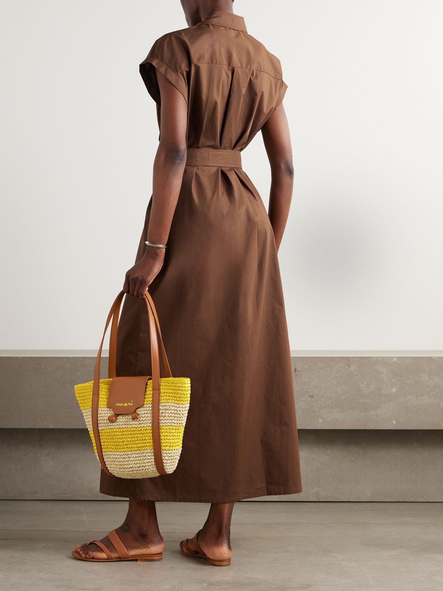 Organic cotton-poplin midi shirt dress Chocolate - 3