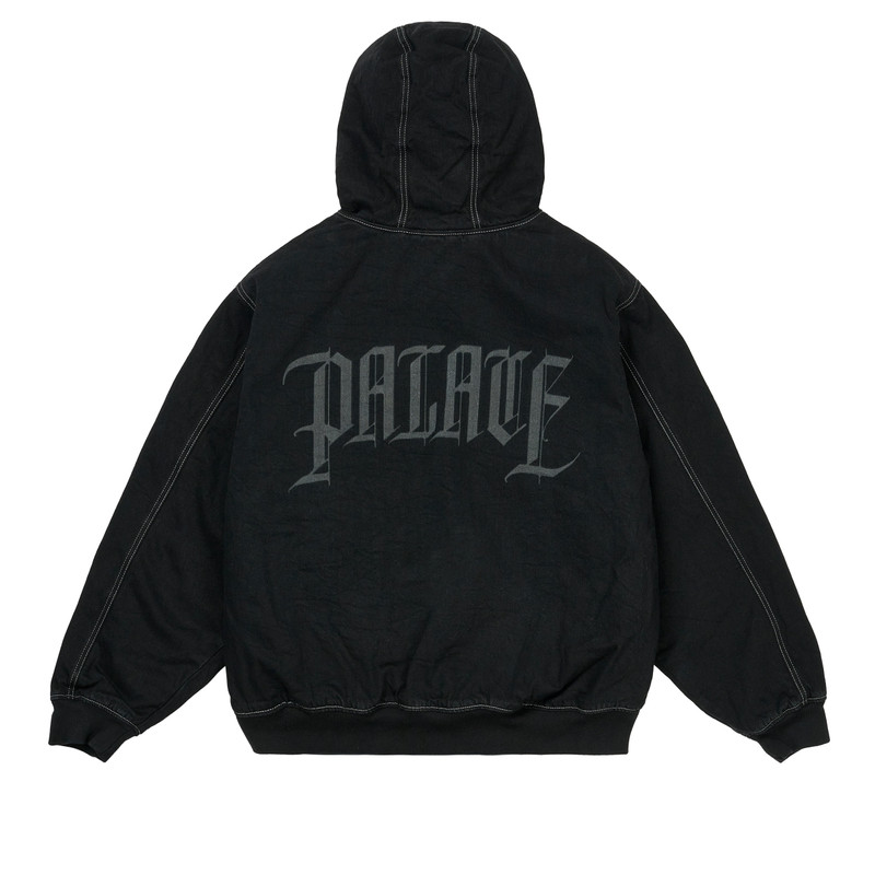 HOODED SHERP JACKET BLACK STONE WASH 3