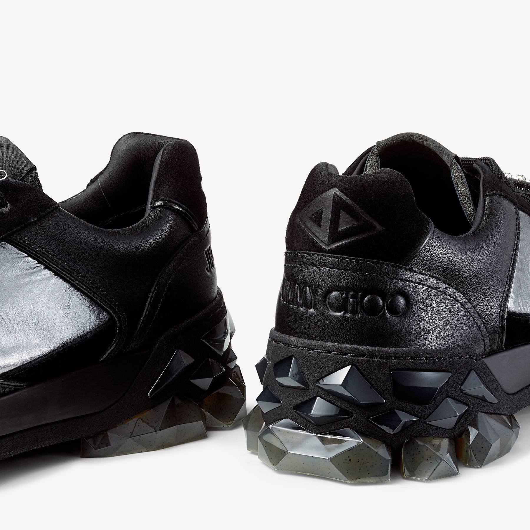 Diamond X Strap/m
Black Leather and Fabric Low-Top Trainers with Crystal Strap - 5