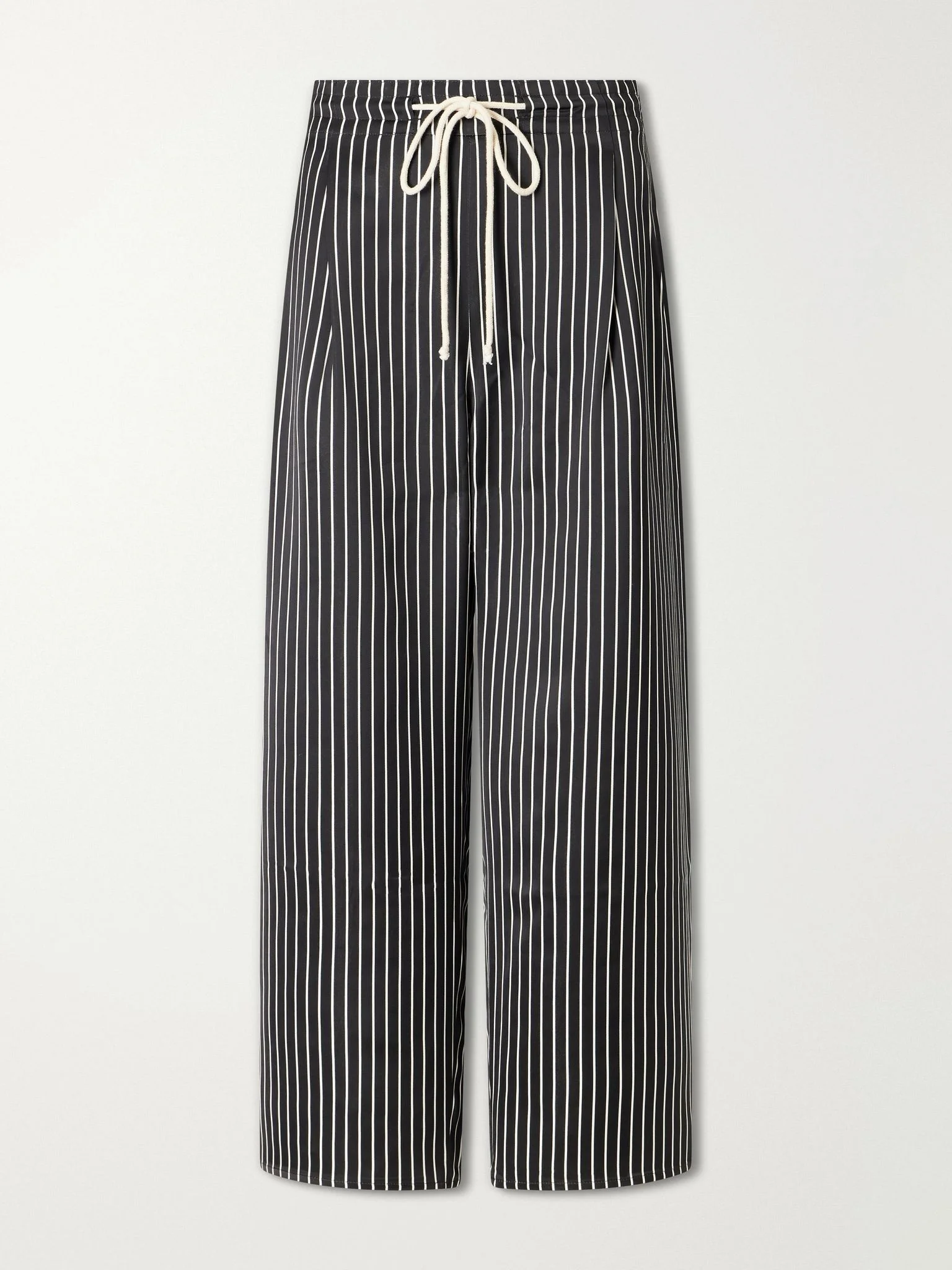 Balloon Drawstring habotai wide-leg pants Black - 1