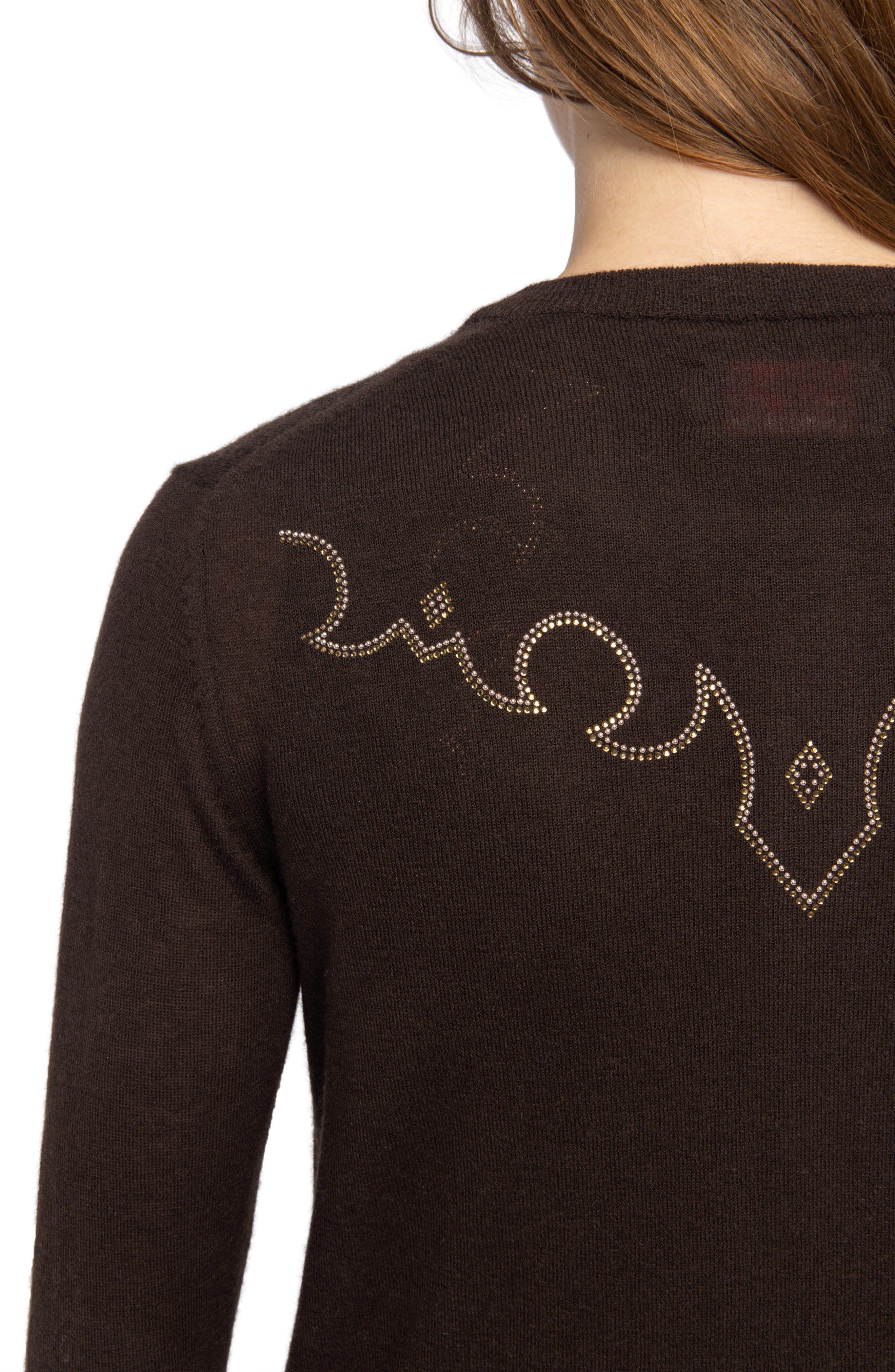 Zadig & Voltaire Missya West Strass Rhinestone Cardigan in Dark Chocolate at Nordstrom - 4