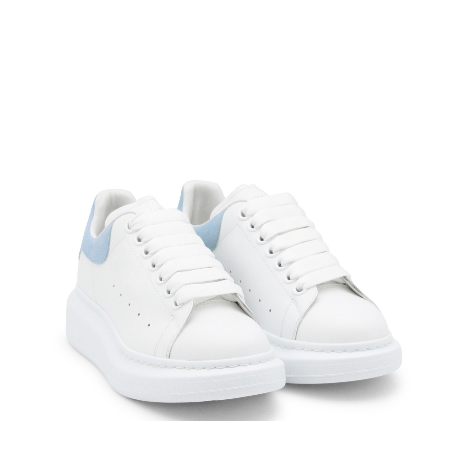 WHITE AND POWDER BLUE LEATHER OVERSIZED SNEAKERS - 2