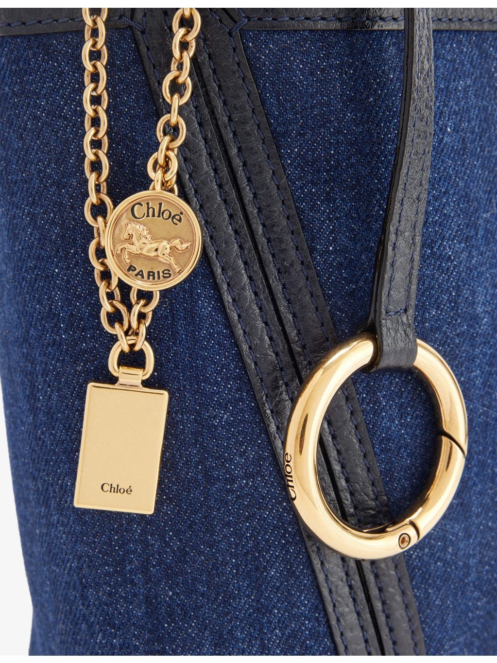 Spin Small Denim And Leather Tote Bag - 3