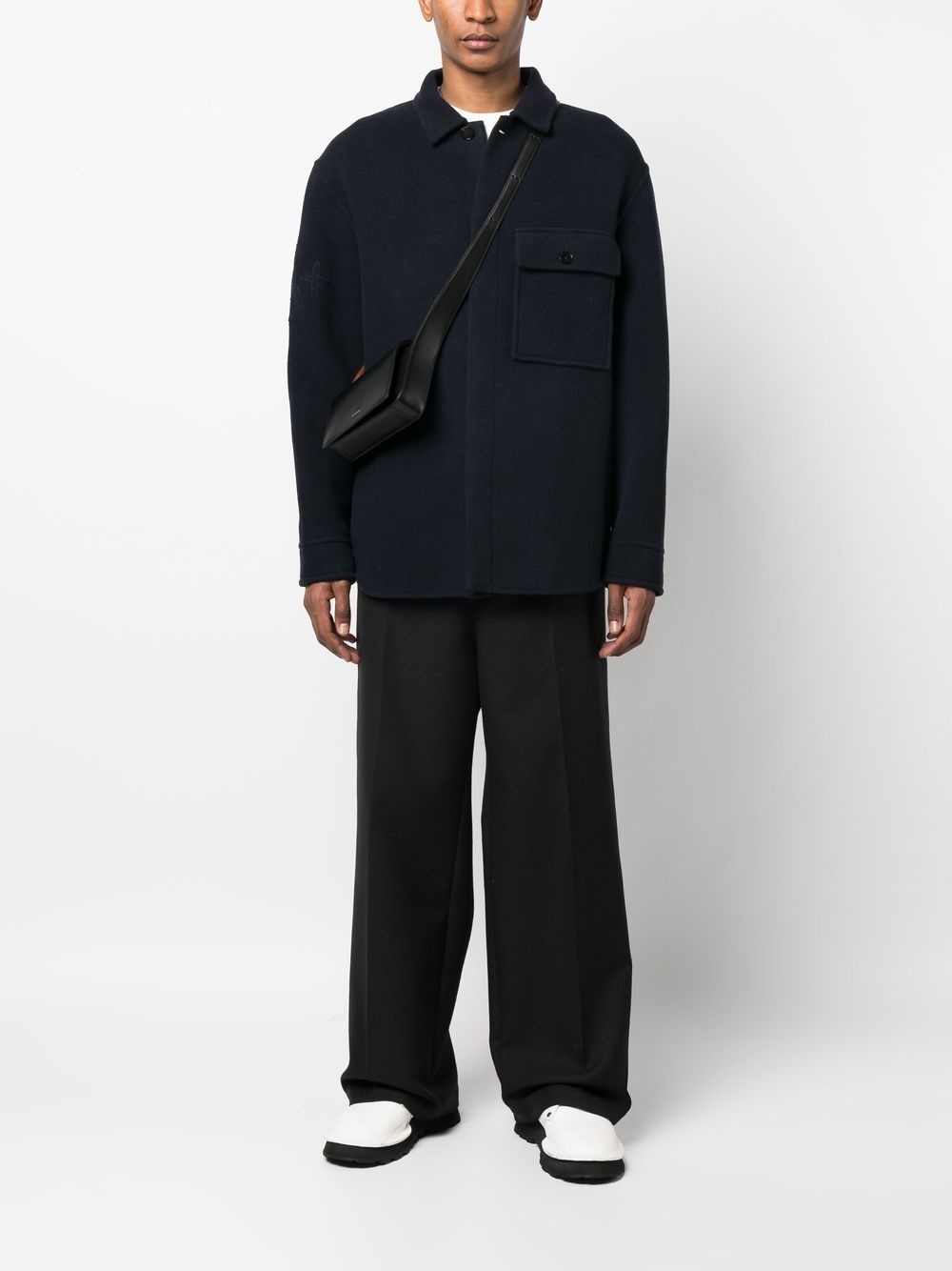 logo-embroidered shirt jacket - 2