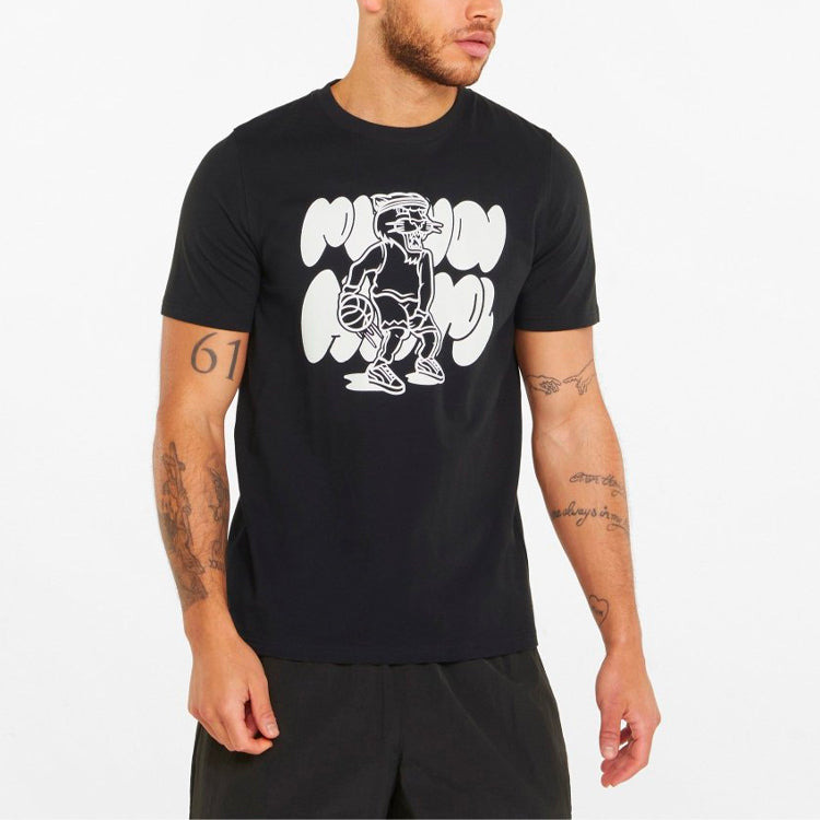 PUMA Qualifier Basketball Short Sleeve T-Shirt 'Black White' 532106-12 - 3
