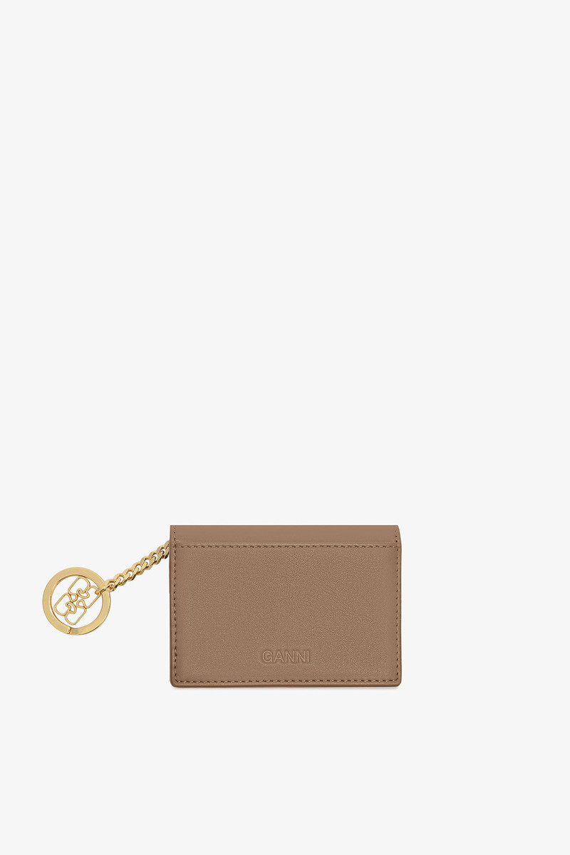 GANNI BOU CARD HOLDER WITH FLAP IN BROWN outlook