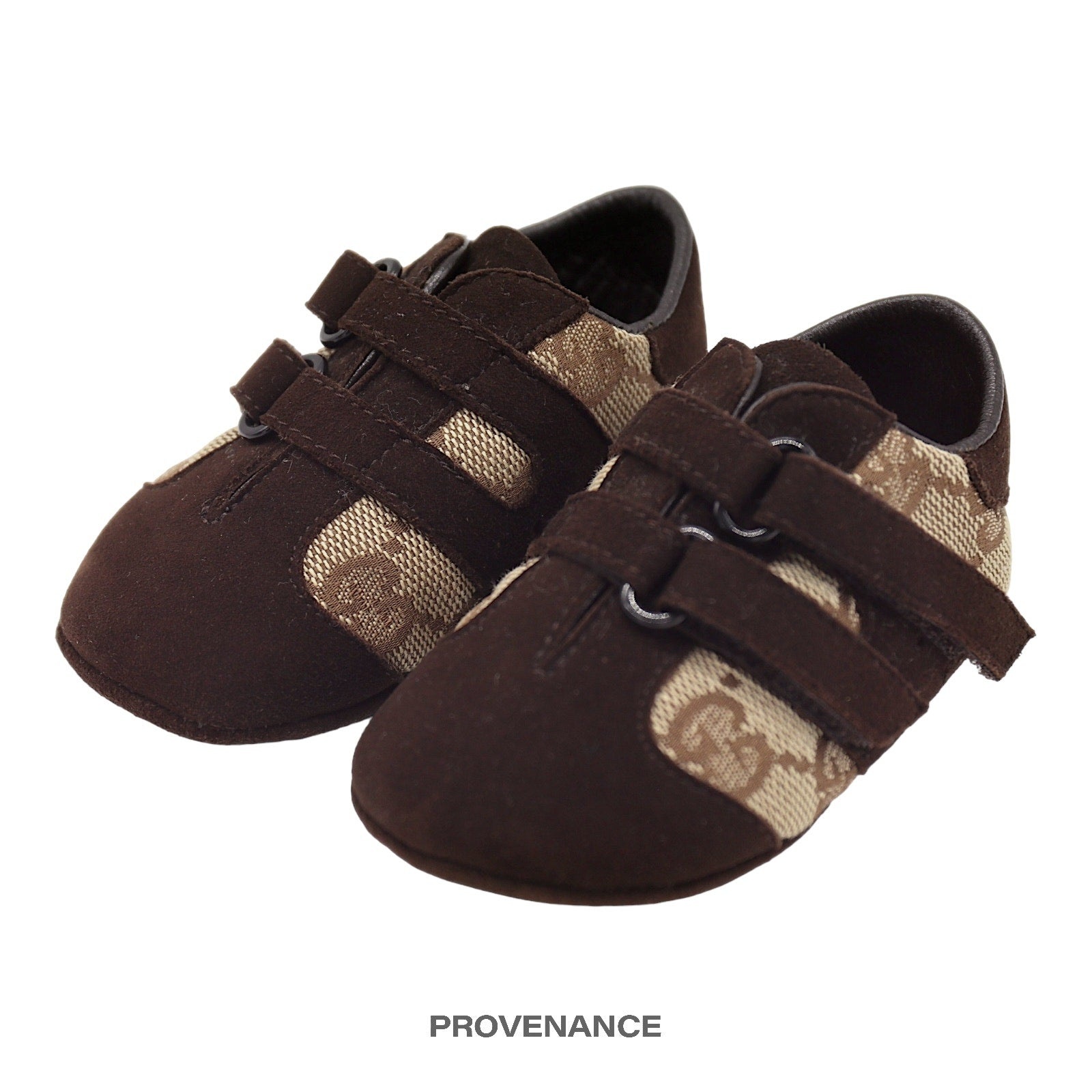Gucci GG Canvas Suede Velcro Runner Infant - Brown - 3