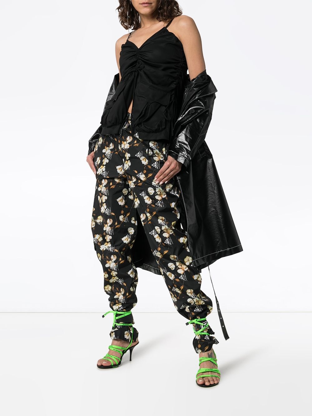 Floral Design Jogger Pants "Black" - 2