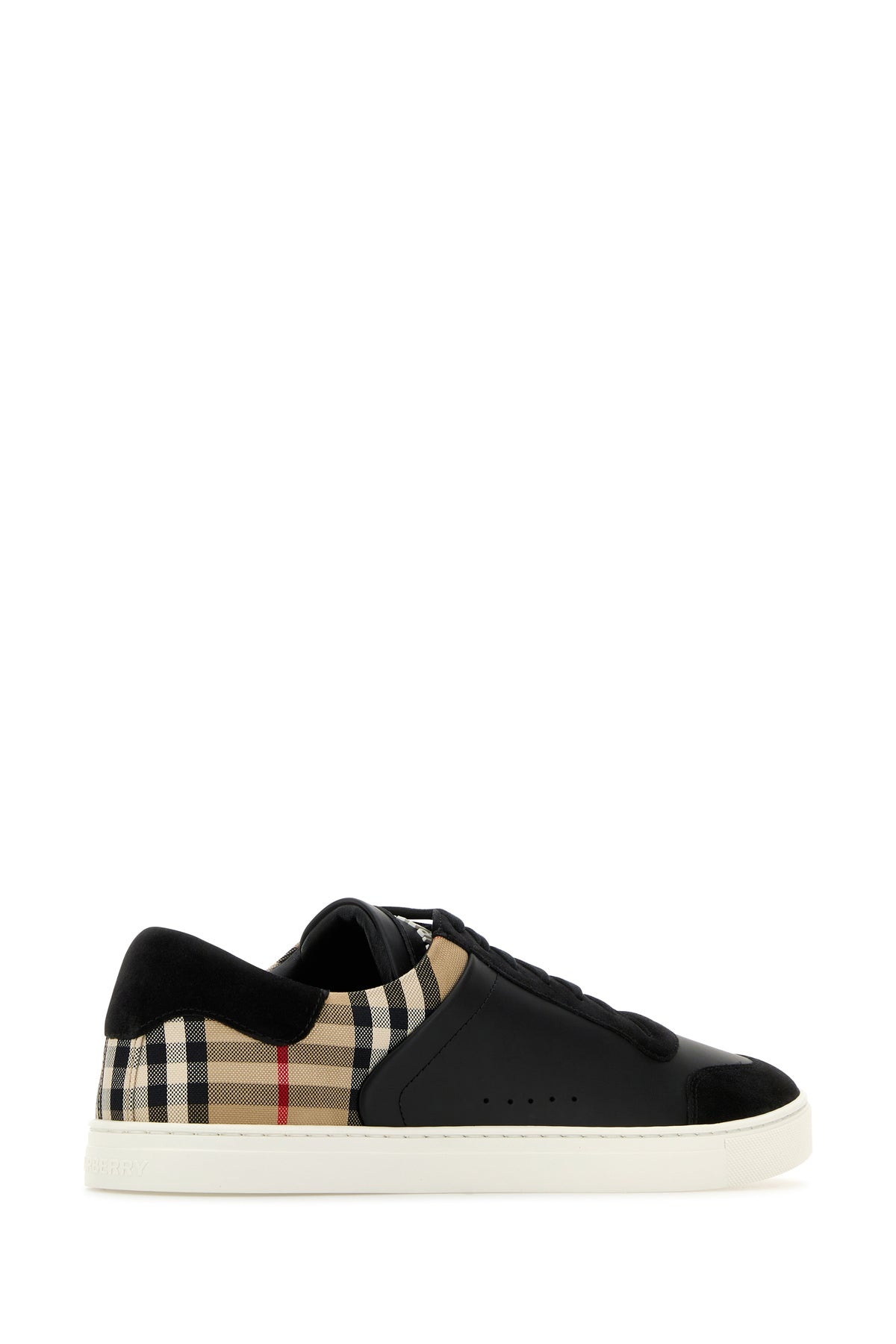 Black leather and fabric sneakers - 3