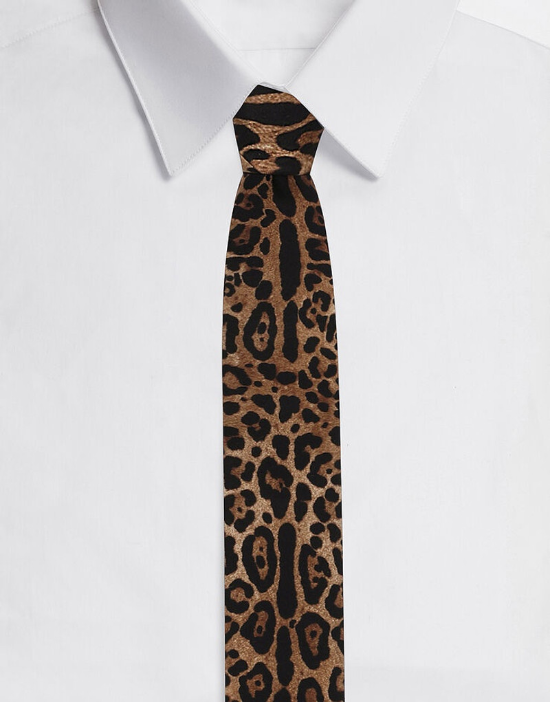6-cm blade tie in leopard-print silk twill 1