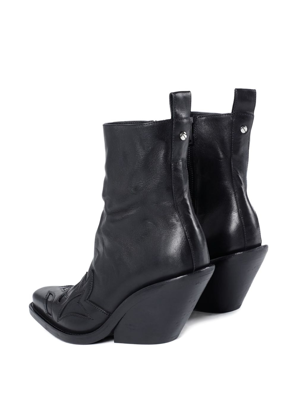 leather carved-detail boots - 5
