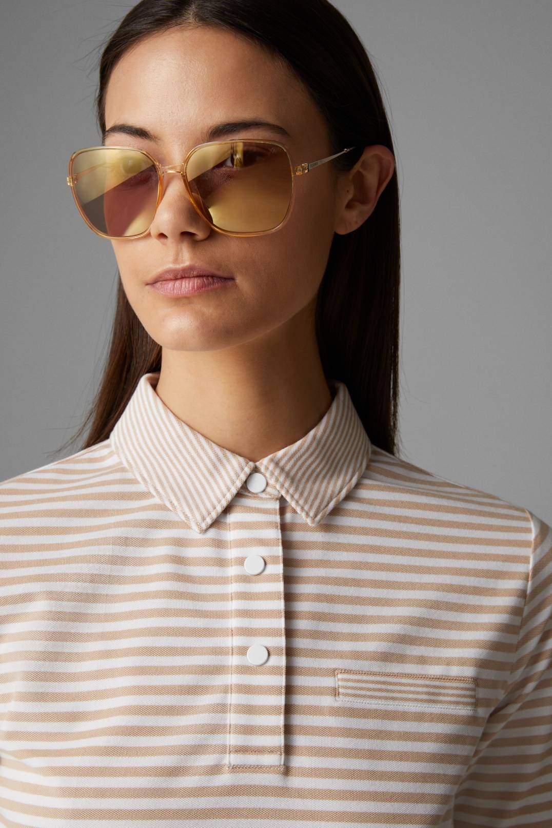 PEONY PIQUÉ POLO SHIRT IN CARAMEL/WHITE - 4