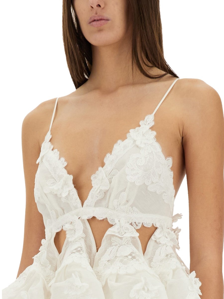 ワンピース ZIMMERMANN CRUSH LACE DRESS IN LINEN AND SILK Zimmermann CRUSH LACE DRESS IN LINEN AND SILK