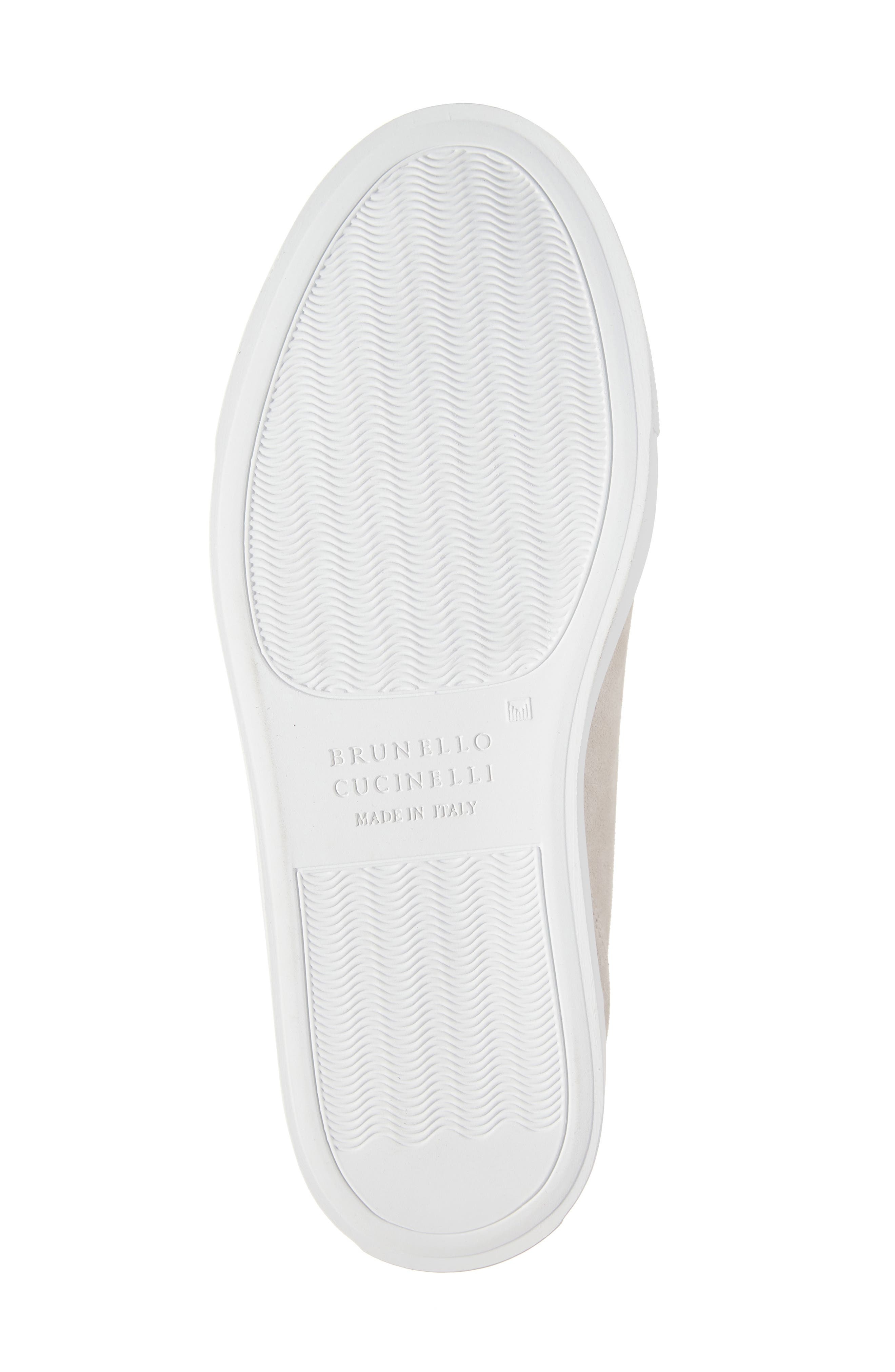 Brunello Cucinelli Monili Detail Genuine Shearling Lined Suede Sneaker in C9593 Quarzo at Nordstrom - 6