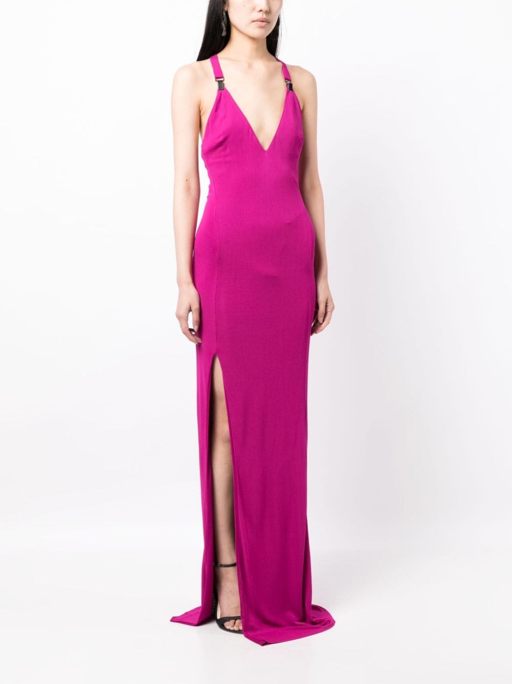 V-neck side-slit maxi dress - 3