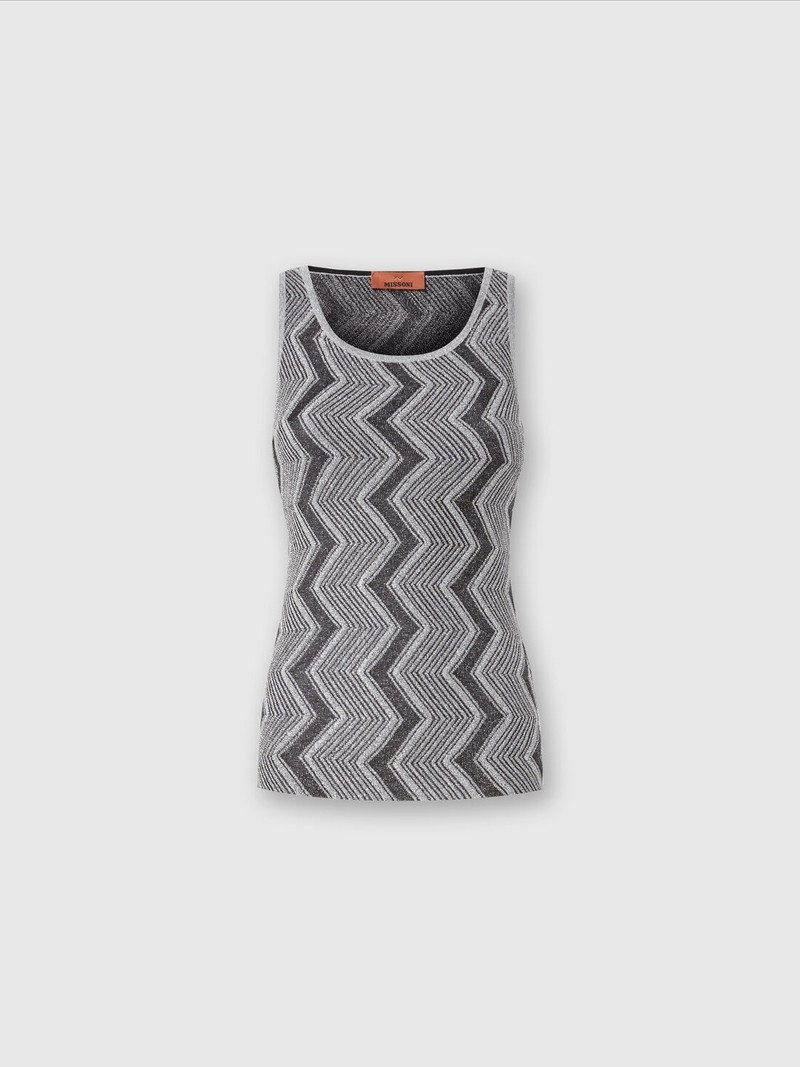 Zig zag lamé viscose tank top 1