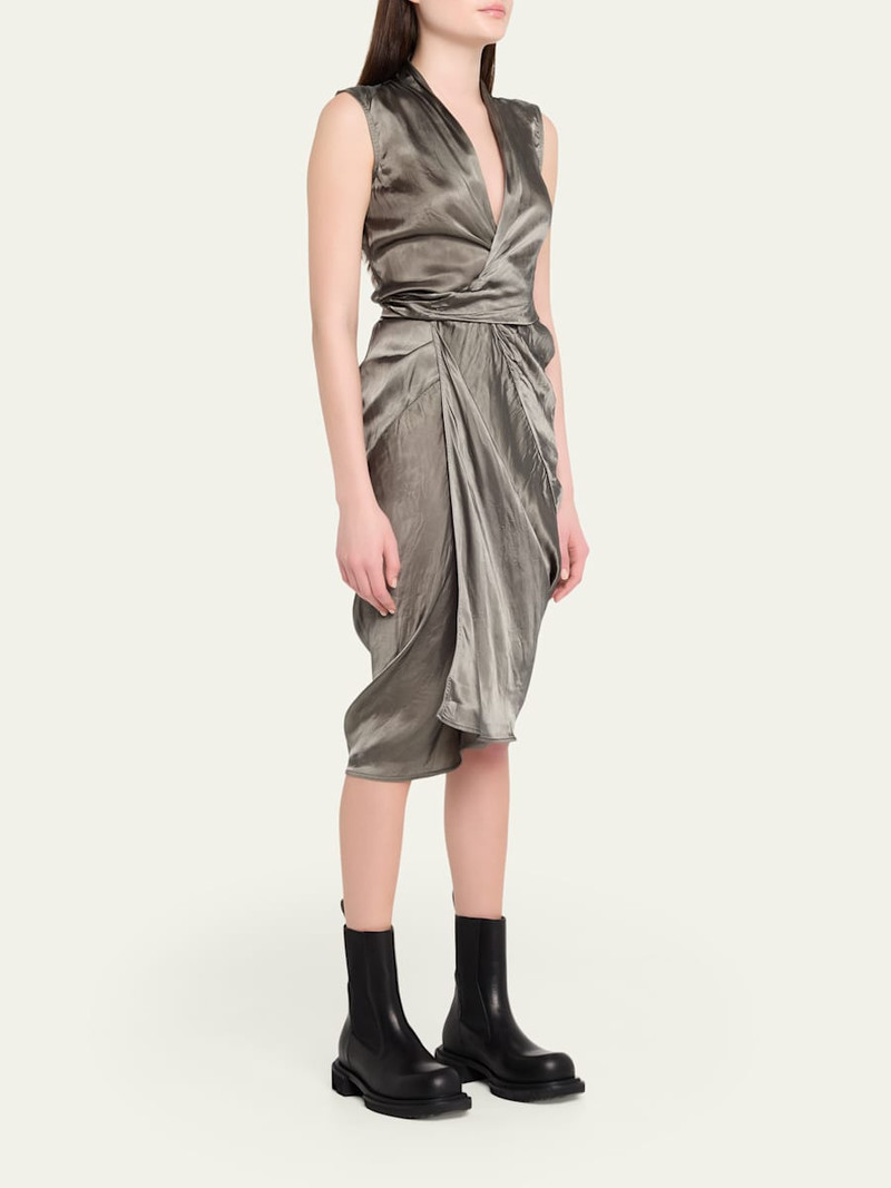Sleeveless Satin Wrap Dress 4