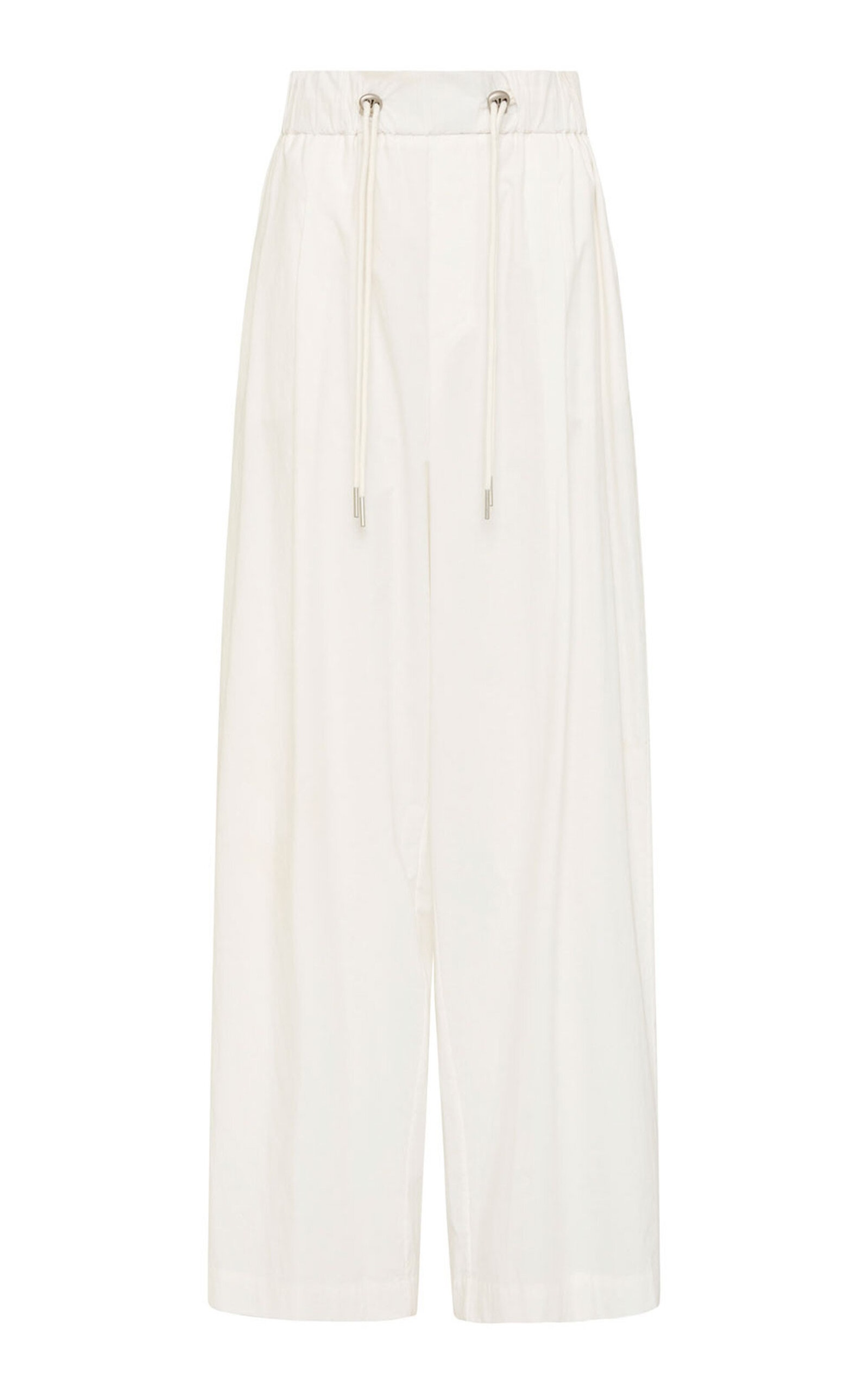 Relaxed Drawstring Cotton Pants white - 1