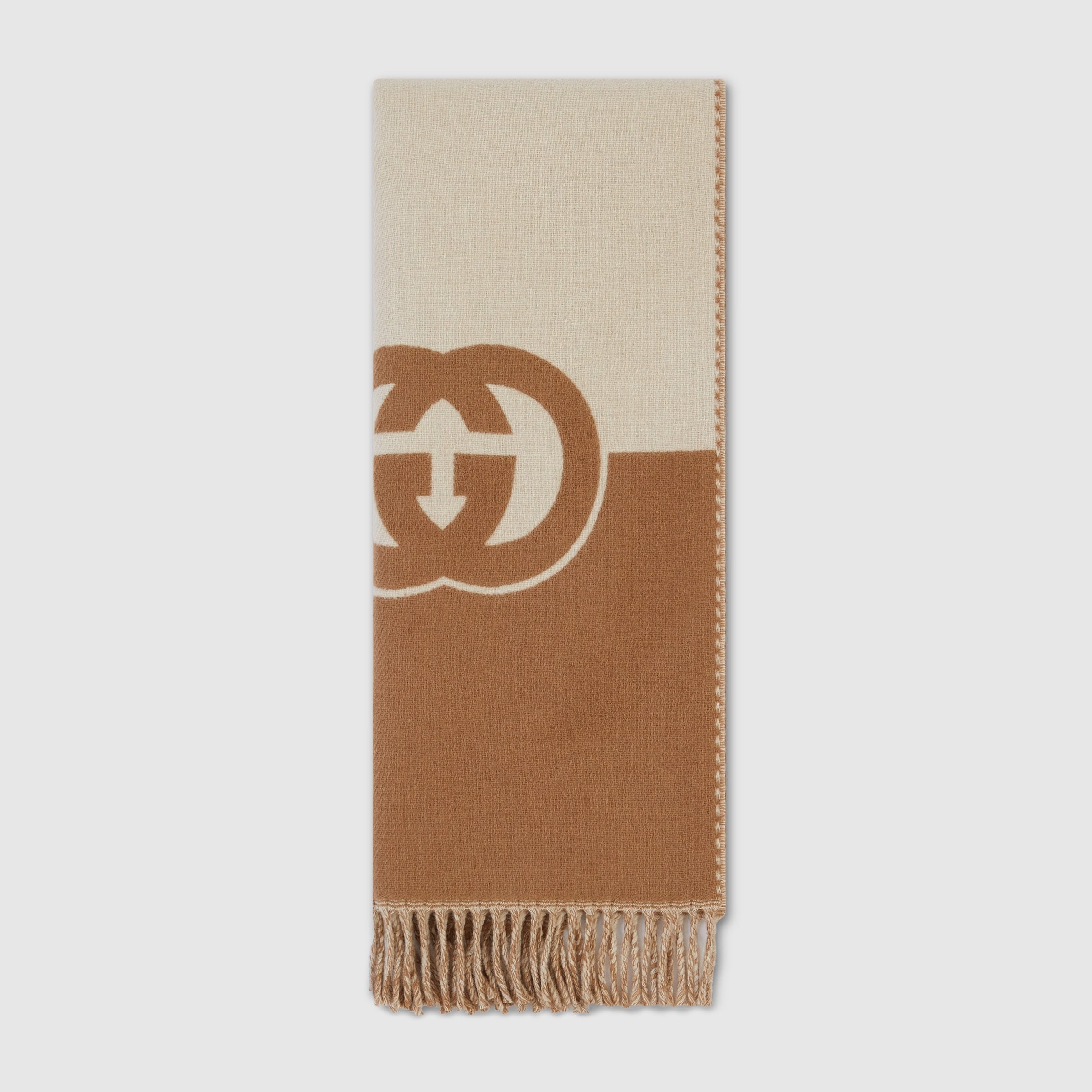 Wool cashmere scarf with Interlocking G - 1