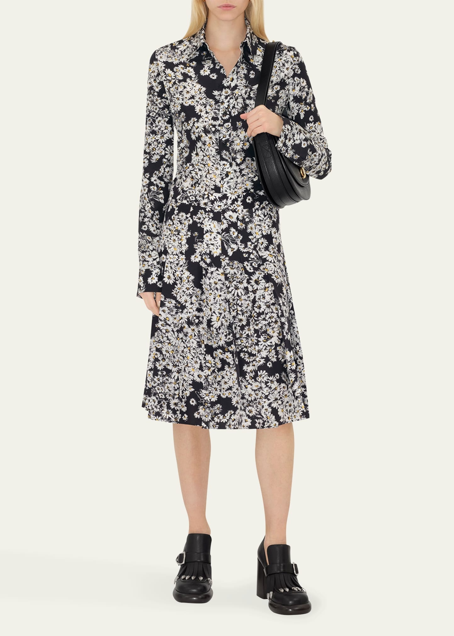 Flower Print Midi Silk Skirt - 2