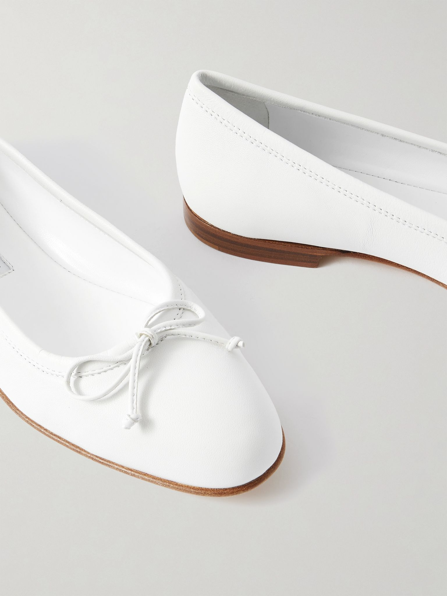 Veralli bow-detailed leather ballet flats White - 4