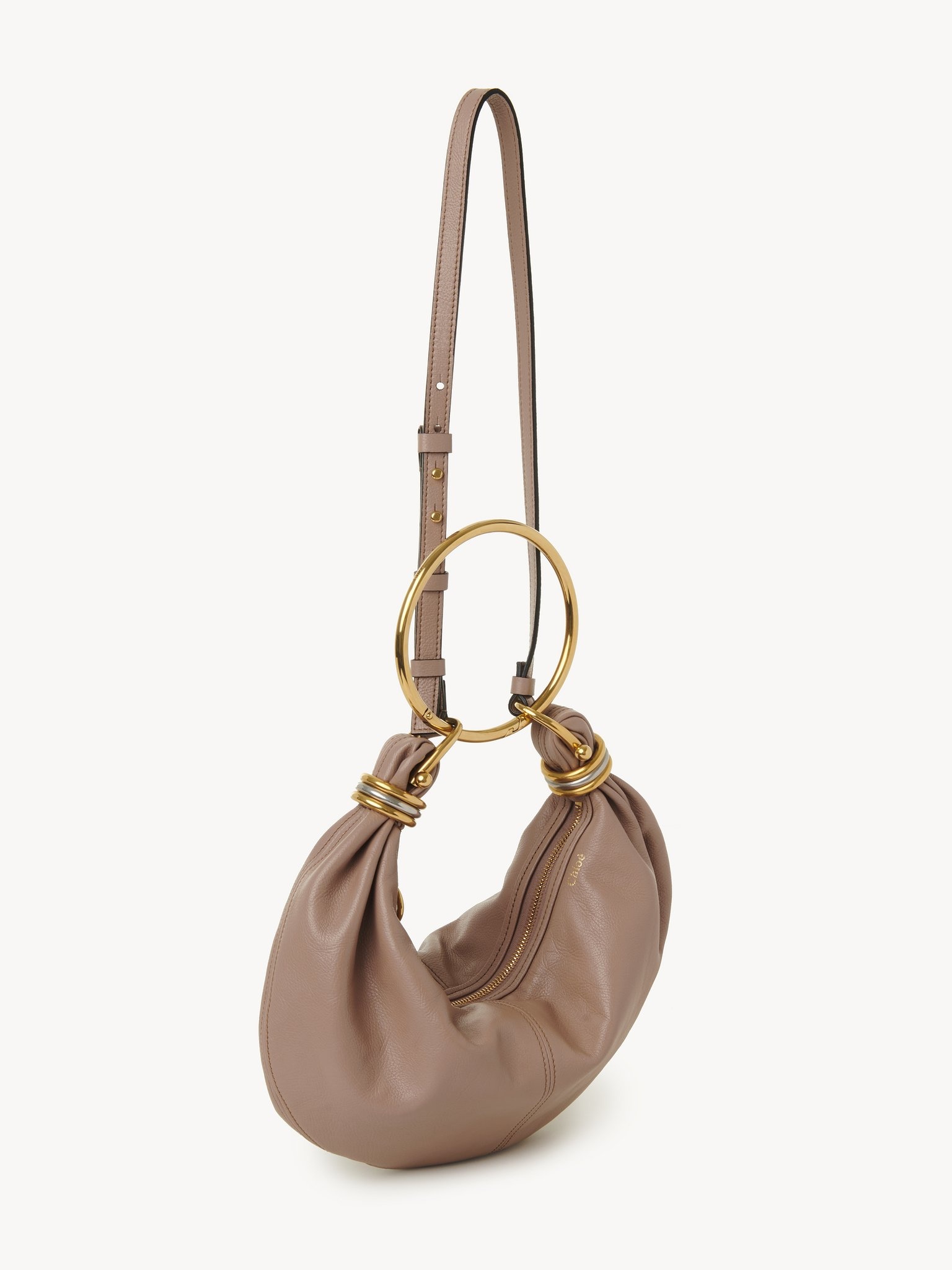 SMALL BRACELET HOBO BAG IN GRAINED LEATHER - 3