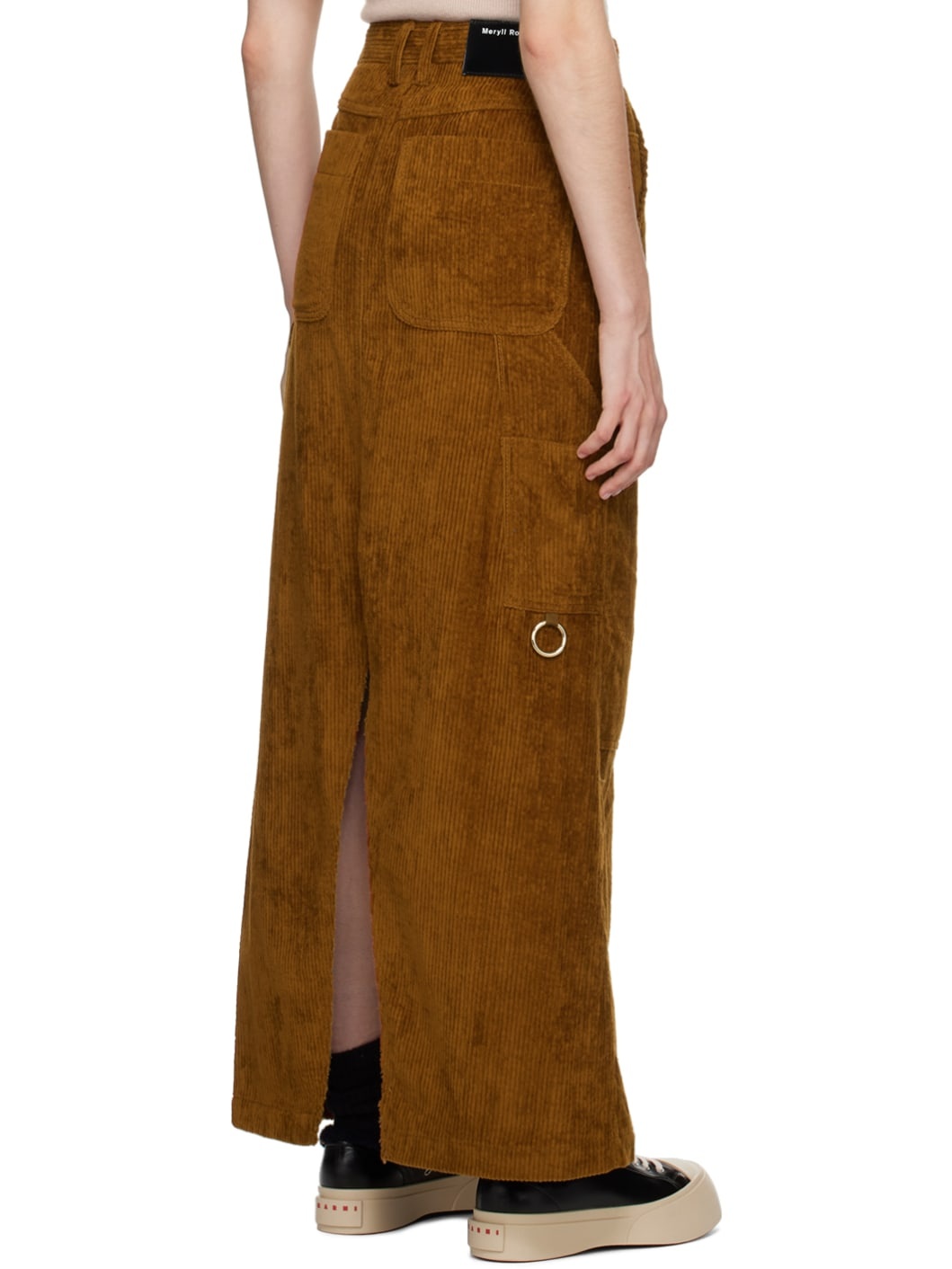Brown Vented Midi Skirt - 3