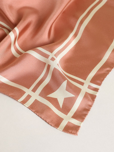 Golden Goose Old-rose-colored Golden Collection scarf with contrasting white stars and stripes outlook