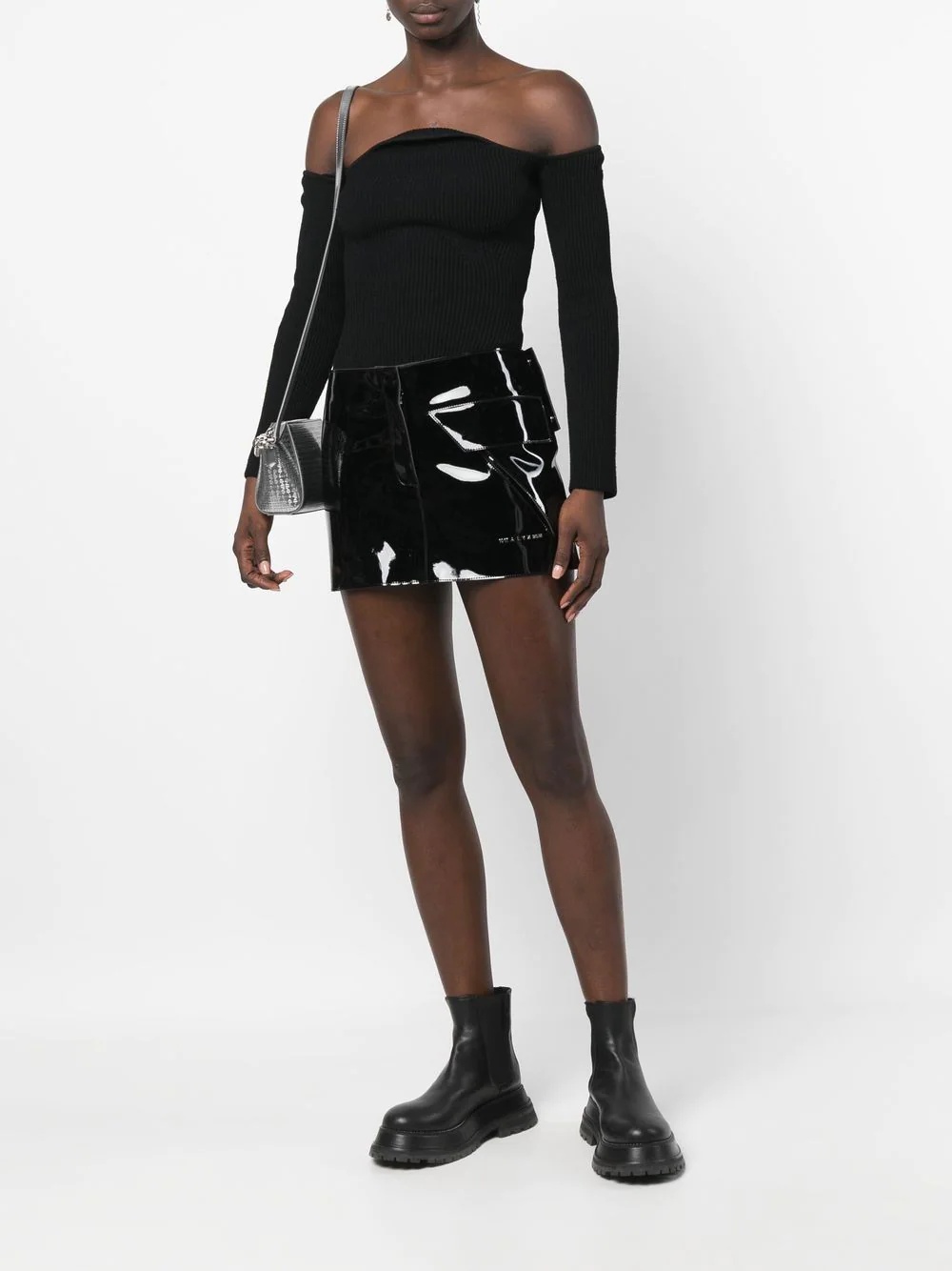 embossed-logo mini skirt - 2