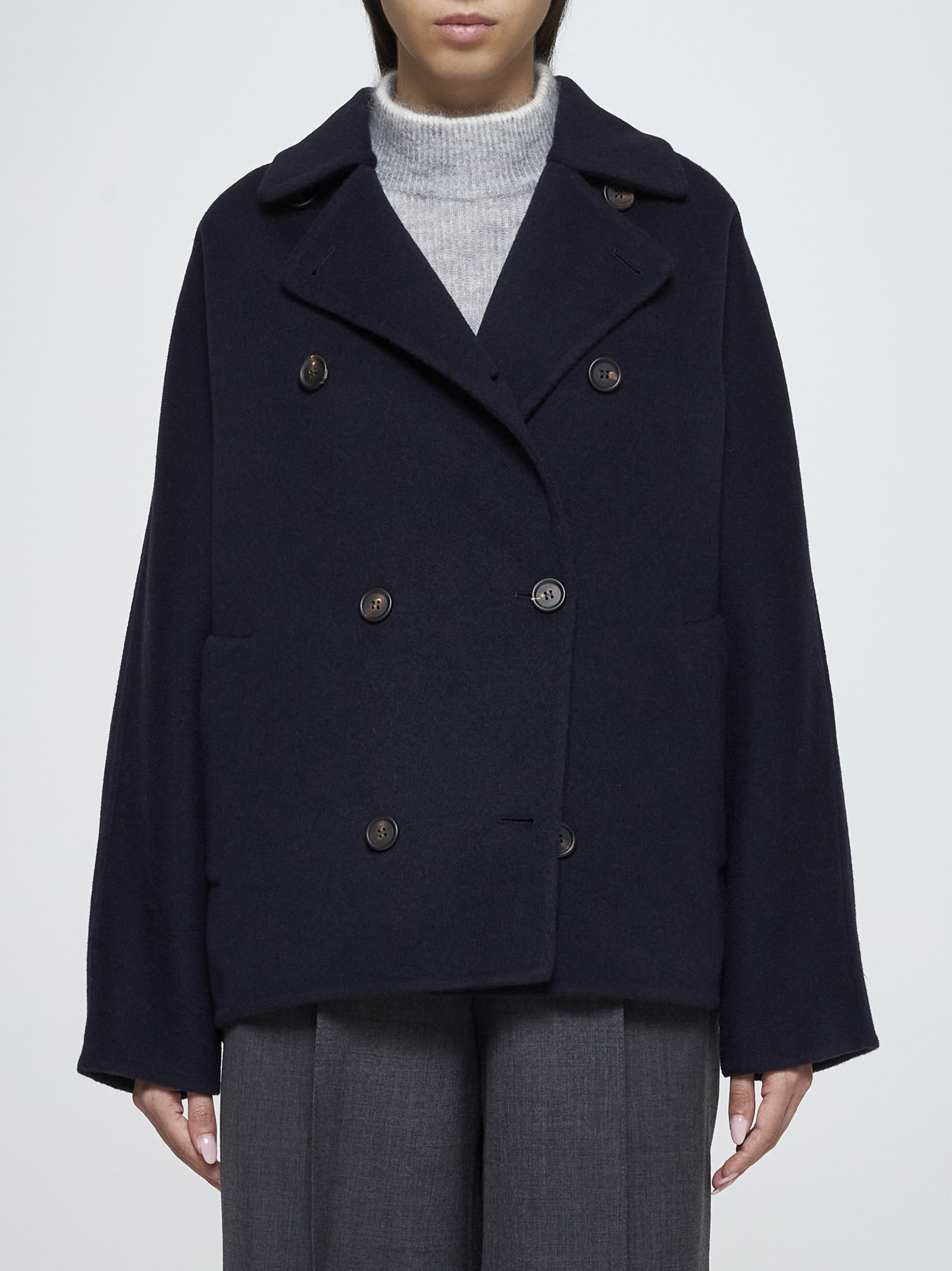 Wool and cashmere double-breasted peacoat - 3