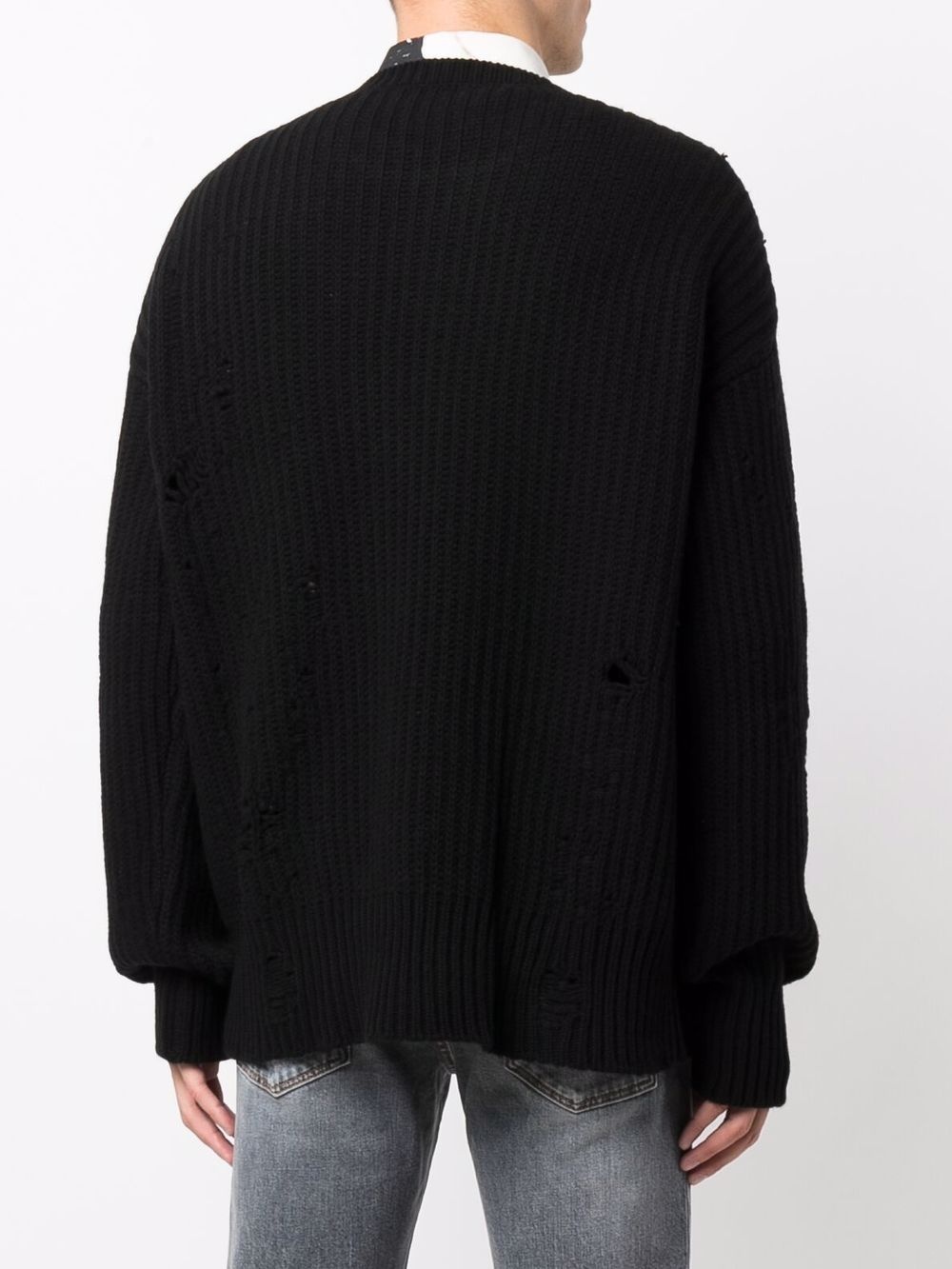 ribbed distressed-effect jumper - 4