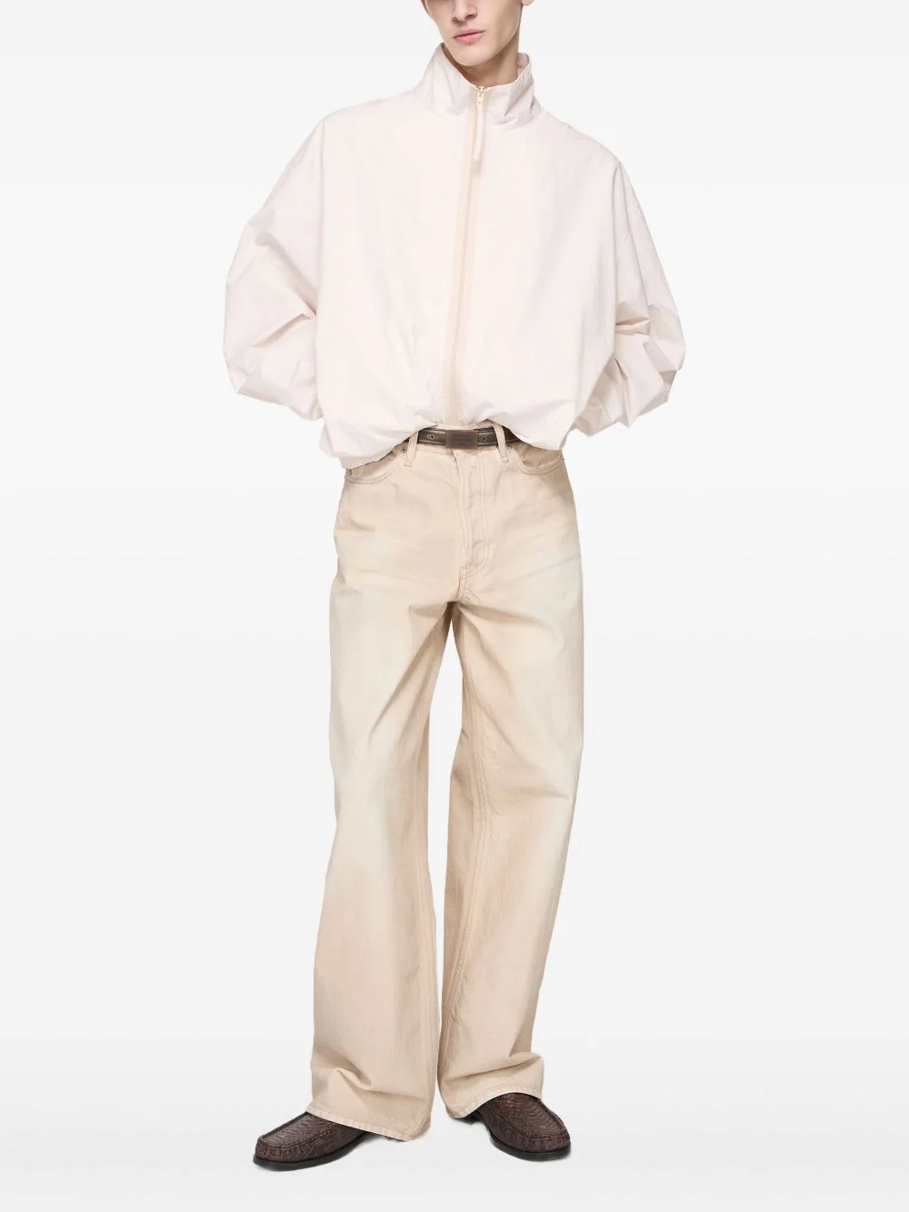 puff-sleeve zip-up jacket - 1