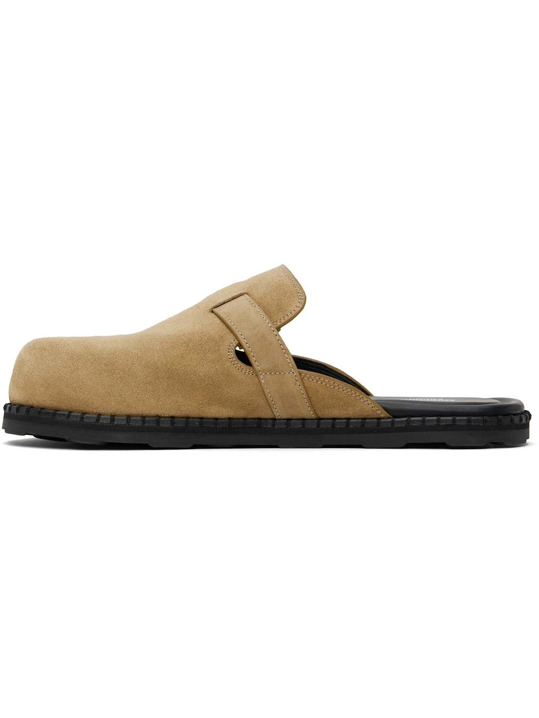 Beige Suede Mule Loafers - 3