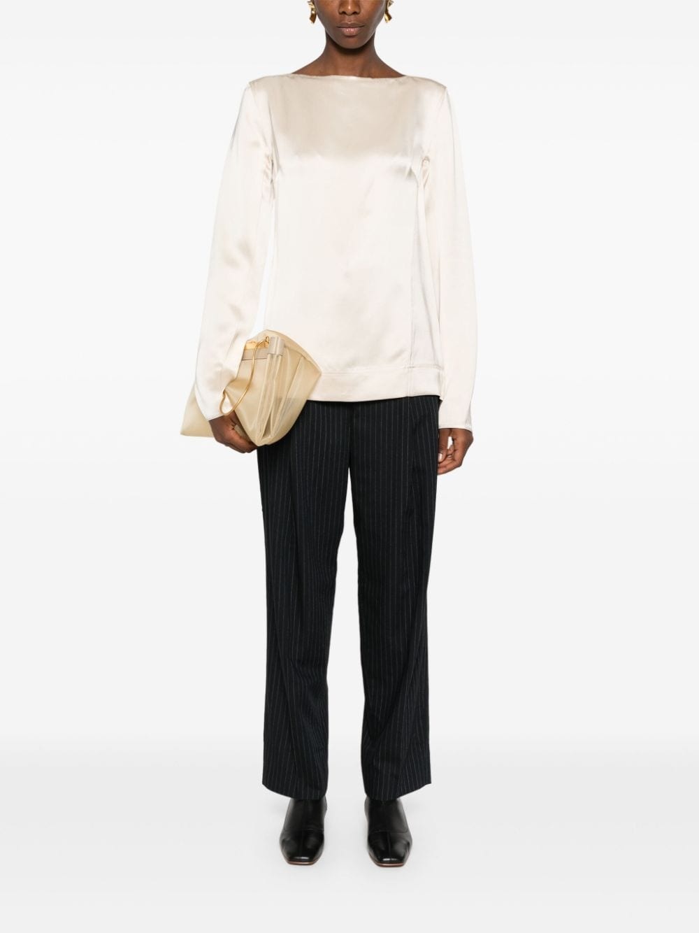long-sleeve satin top - 2