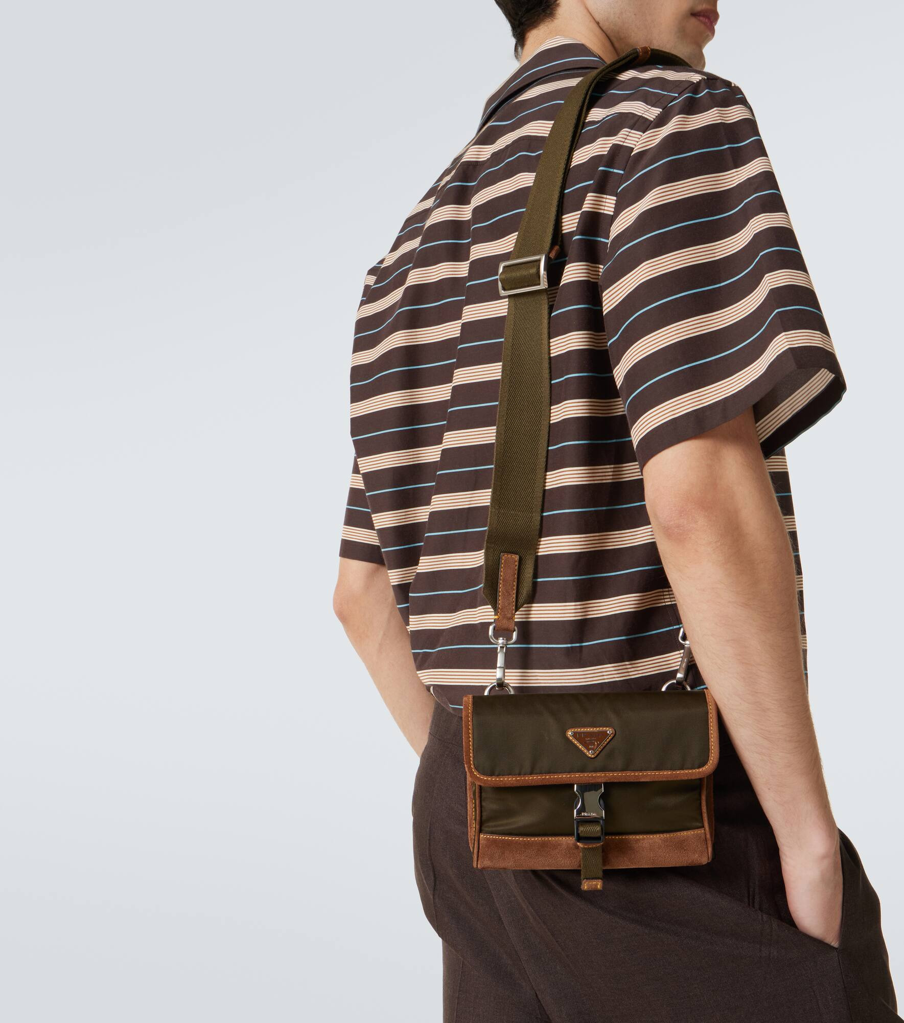 Re-Nylon suede-trimmed phone pouch - 2