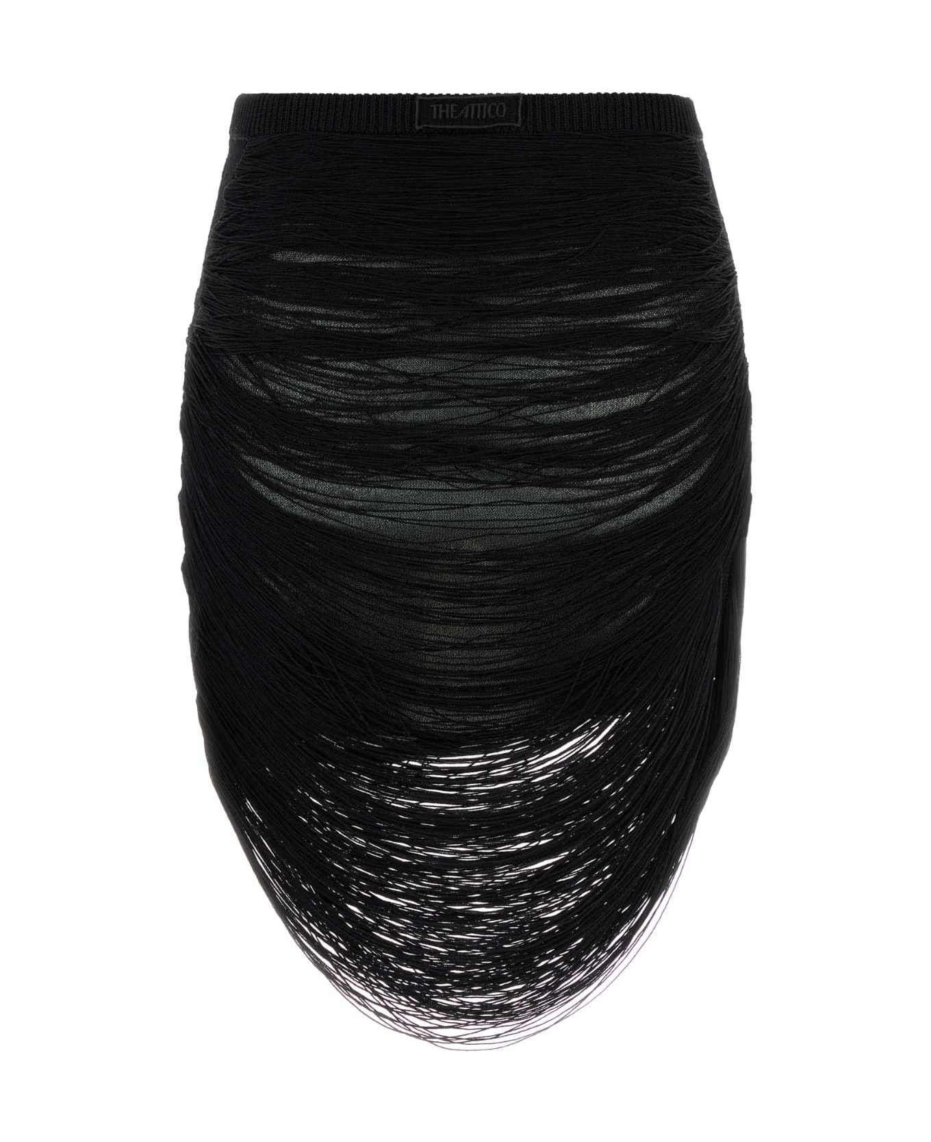 Black Viscose Blend Miniskirt - 2