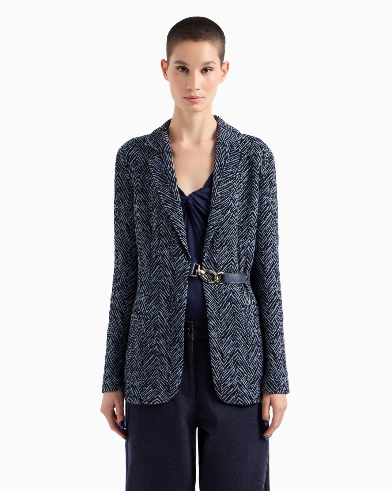 Single-breasted jacket in viscose jacquard and jersey cashmere - 2