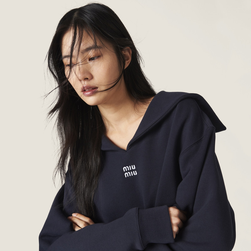 Cotton fleece sweatshirt with embroidered logo 4