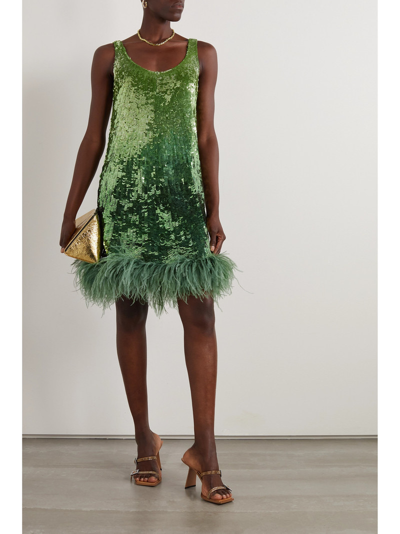 Valentino Feather-trimmed Sequined Satin Mini Dress outlook