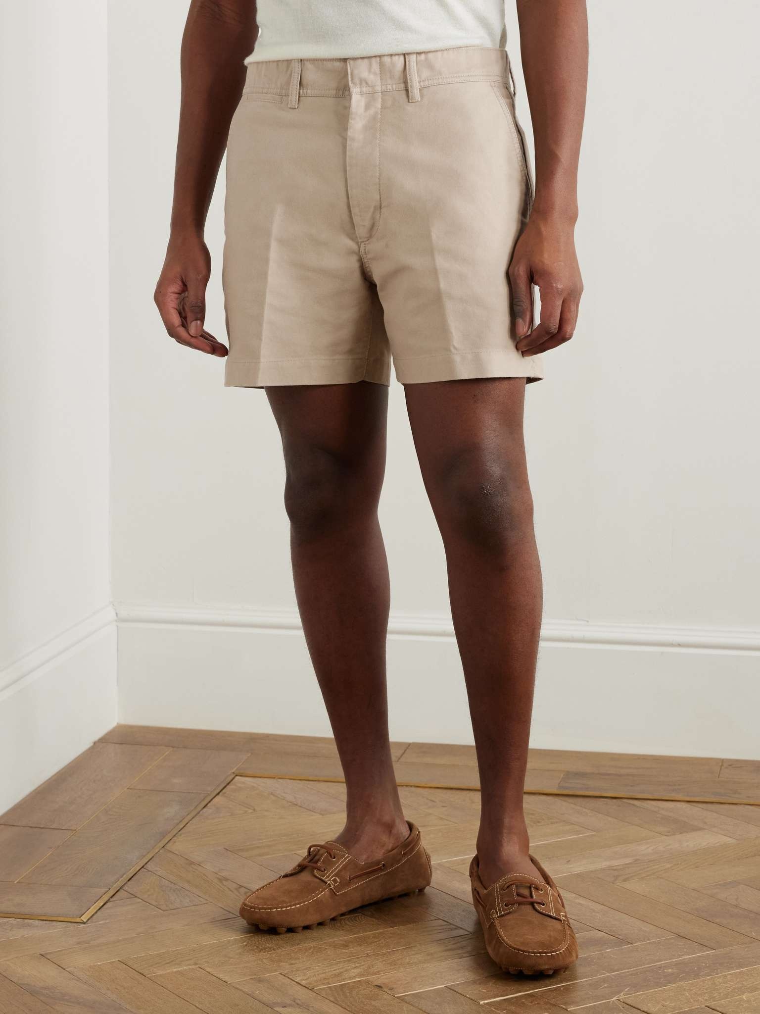 Slim-Fit Straight-Leg Brushed Cotton-Twill Shorts - 3