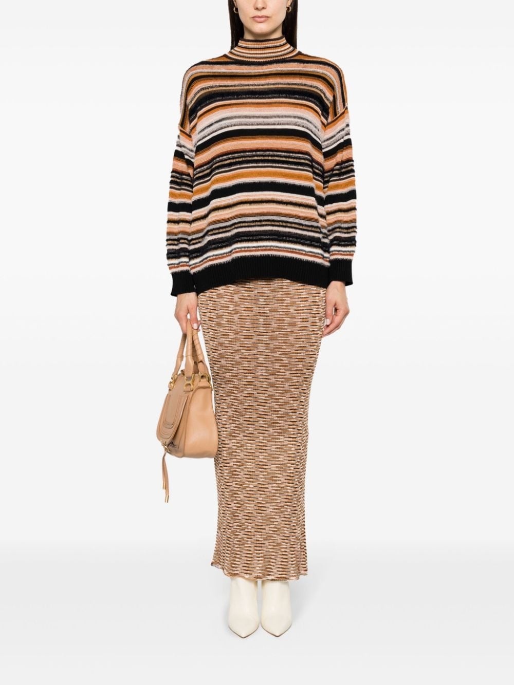 patterned-intarsia knit tube skirt - 2