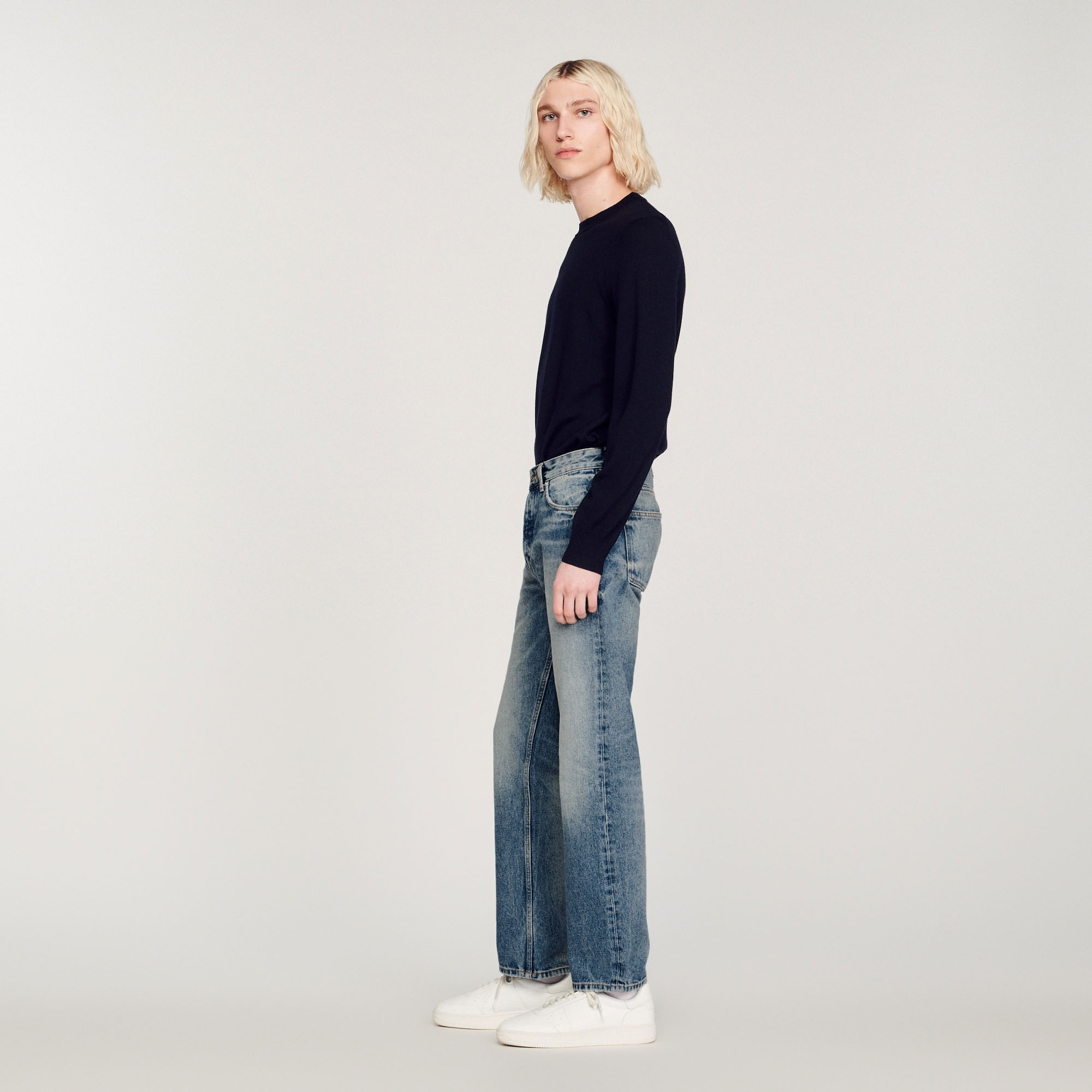 Faded straight-leg organic cotton jeans - 7