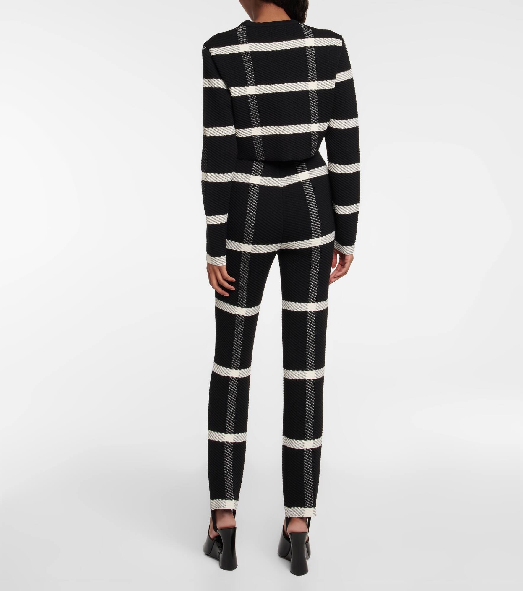 Checked wool-blend stirrup leggings - 3
